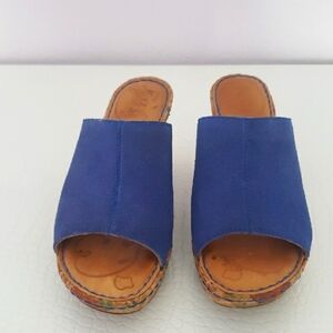 Blue Suede Platform Sandals